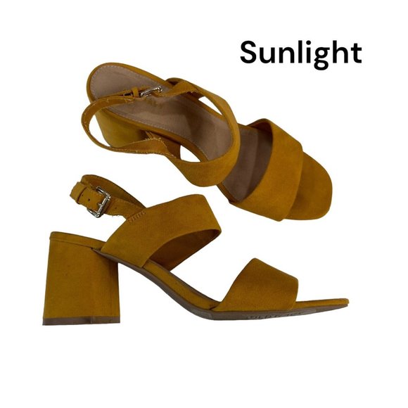 Old Navy Shoes - Old Navy Women SZ 8 Mustard Double Strap Block Heels Sandals Casual Colorful